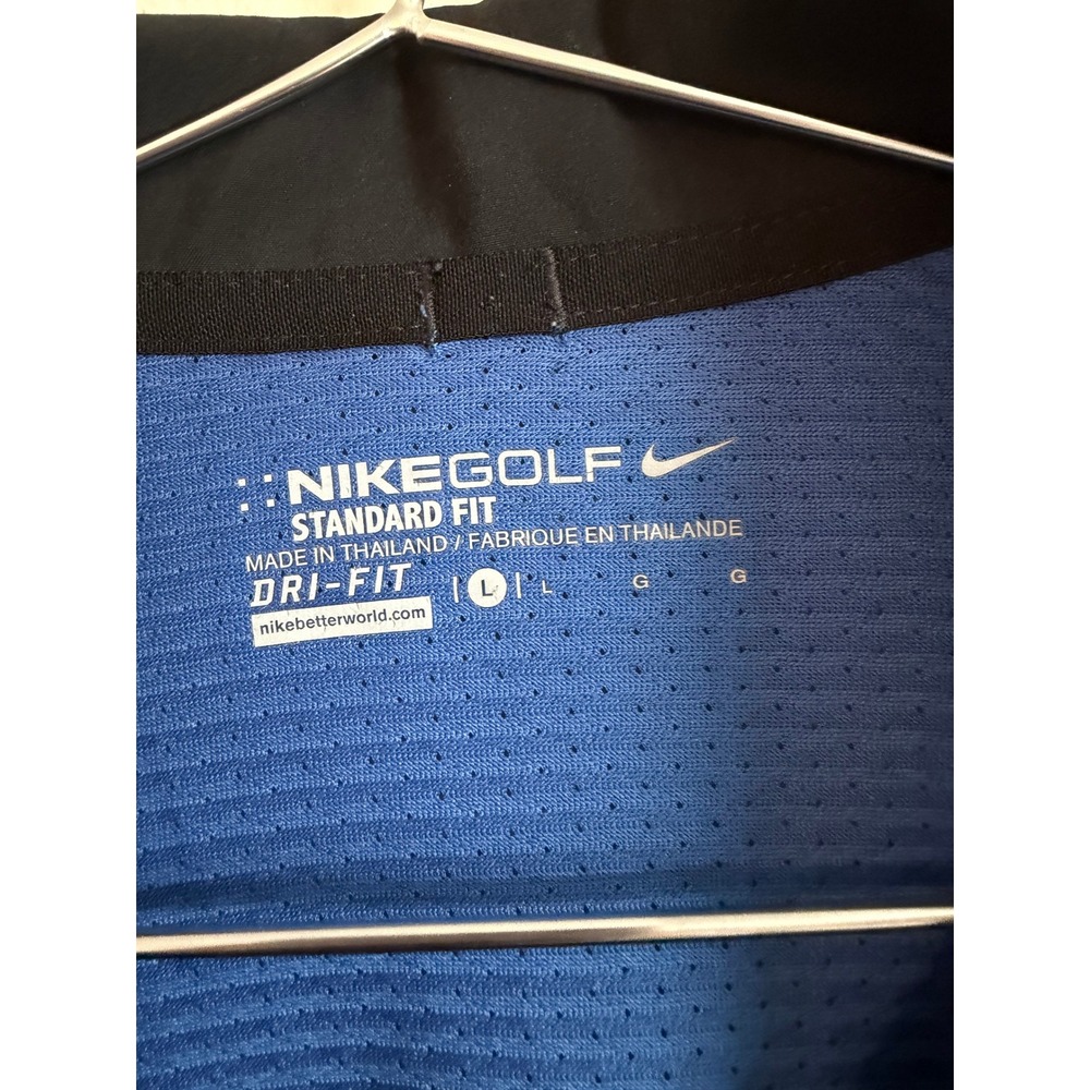 Nike Golf Polo Shirt Men Large Black Blue Dri-FIT 639239-015 Short Sleeve Sport - Picture 4 of 6